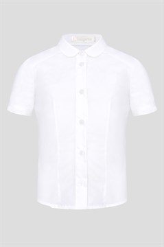 Блуза классическая, комбинированная , короткий рукав